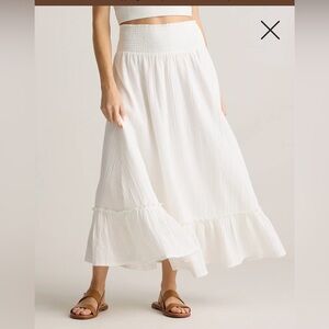 Quince White Flowing Maxi Skirt, 100% Organic Cotton, Size Small, White Skirt